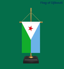 High detailed flag of Djibouti. National Djibouti flag. Africa. 3D illustration.