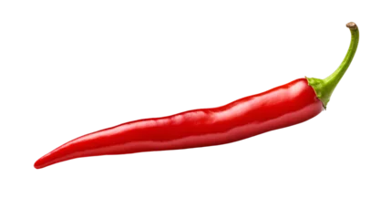 Keuken spatwand met foto red hot chili pepper isolated on a transparent background, organic ripe chili PNG © graphicbeezstock