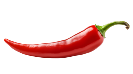 red hot chili pepper isolated on a transparent background, organic ripe chili PNG