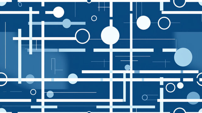 Seamless pattern illustration background inspired by architectural blueprints with blueprint lines, floor plans, and architectural symbols overlap