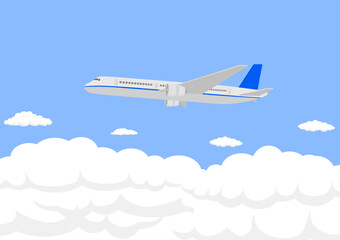 Naklejka na ściany i meble 雲の上を飛ぶ飛行機