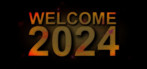 Fototapeta na wymiar Welcome 2024 beautiful and colorful amazing new style design 