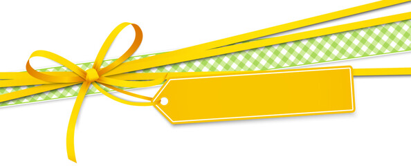 yellow colored ribbon bow with hang tag - 686535643