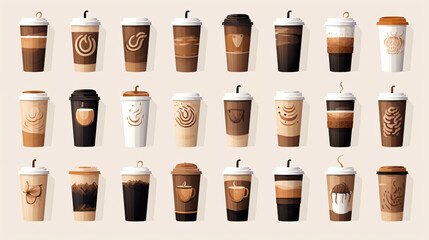 Set of different coffee