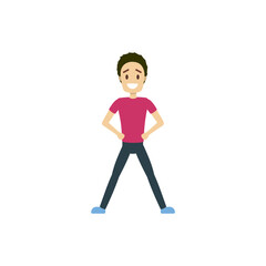 set of poses of handsome people in purple clothes set