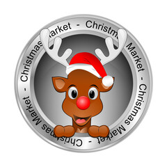 Christmas Market button with reindeer - 3D illustration - 686536001