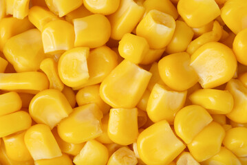 Grains of canned corn, backdrop.