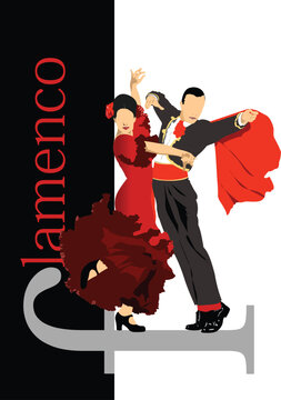 Young couple dancing flamenco.