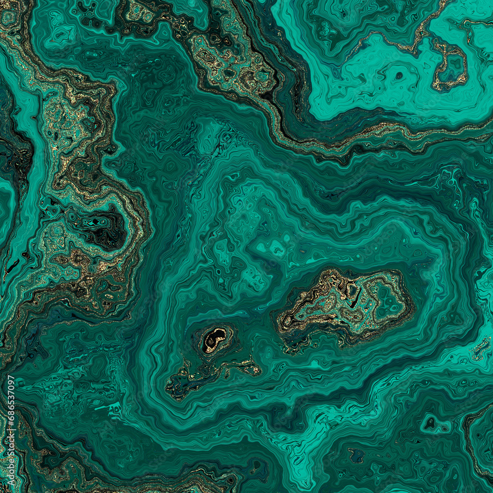 Aufkleber malachite marble texture. fractal digital art background. high resolution. green marble texture with