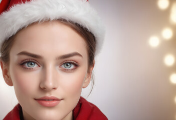 picture of a beautiful young woman / girl with santa dress - for christmas related topics and cards