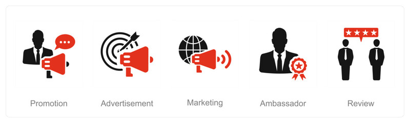A set of 5 Influencer icons as promotion, advertisement, marketing
