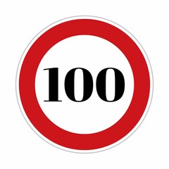 100 speed sign board, road side sign board for control speed. Road safety element, One Hundred speed, Danger Zone, high speed