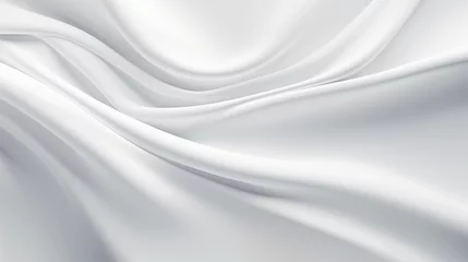 Rolgordijnen Abstract white wave silk texture background © Cybonix