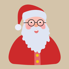 Cheerful Cartoon Santa Claus with Glasses