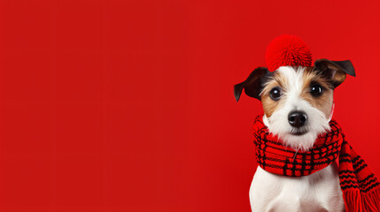 Cute Dog in a Red Hat