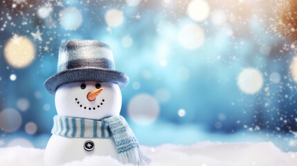 Fototapeta premium snowman on the snow background
