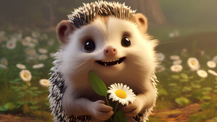  cute hedgehog cartoon - obrazy, fototapety, plakaty