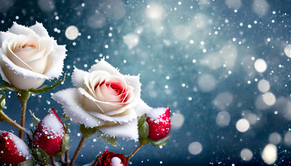 Beautiful snow covered roses