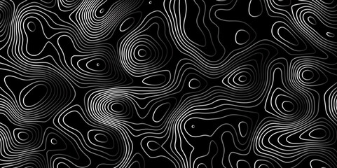 Black background of the topographic map Topographic map like abstract backdrop geographic line map with elevation assignments geographic grid map vector illustration. Salmon fillet texture,  pattern