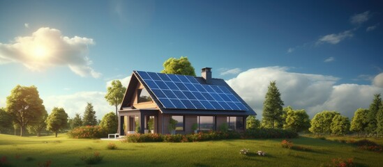 Fototapeta na wymiar English house with solar panels