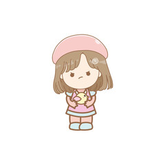 vector of cute little boy with brown hair face