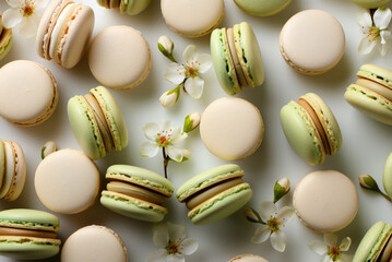 Vanilla and pistachio French macaroons