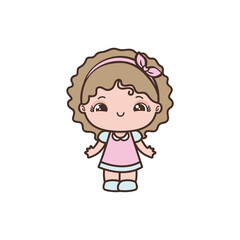 vector of cute little boy with brown hair cute