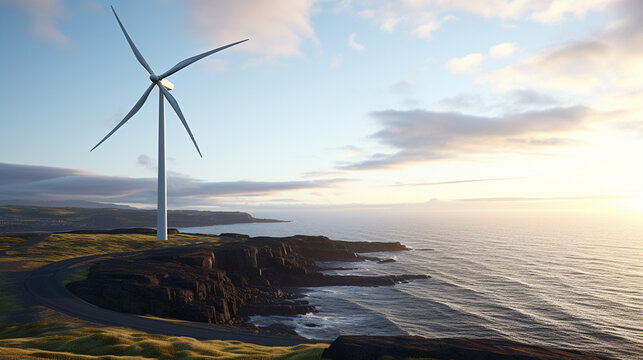 wind turbines at sunset HD 8K wallpaper Stock Photographic Image 