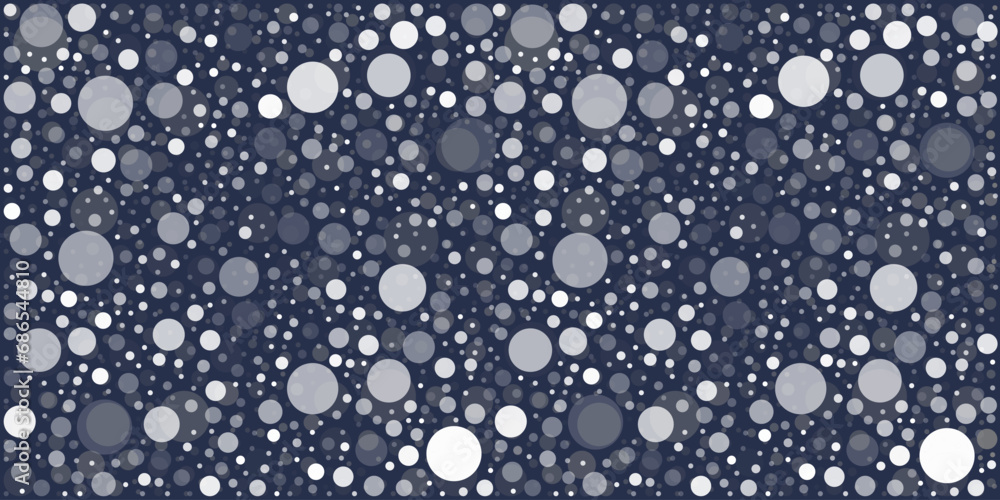 Poster abstract overlapping circles, spotted pattern, spots with random sizes and changing shades of black,