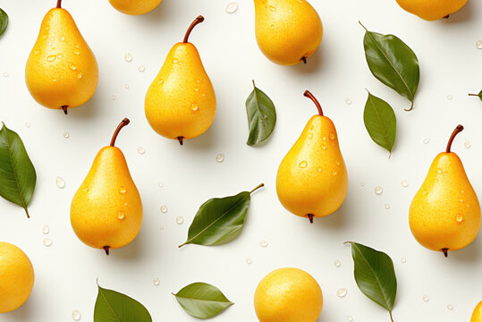 Top view pattern of fresh yellow pears