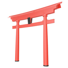 3D rendering of a red Japan Torii gate, presented on a transparent background in PNG format.