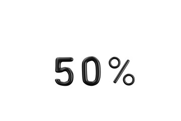 percent, 50%, 3D, sale
