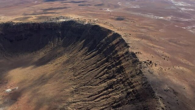 4K Aerial of Meteor Crater or Barringer Crater in Arizona, USA