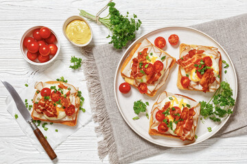 Kentucky Hot Brown open sandwiches on a plate