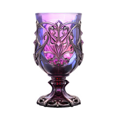 purple fantasy glass of water isolated on transparent background,transparency 