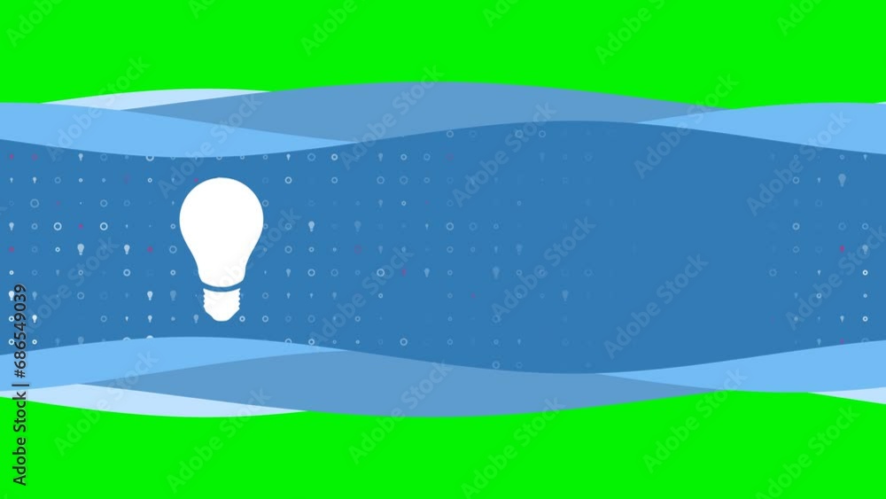 Poster animation of blue banner waves movement with white lamp symbol on the left. on the background there 