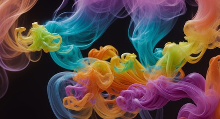 Fototapeta premium Dynamic Colorful Smoke Flow On Dark Background Wallpaper Abstract