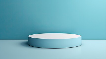 Minimal light blue podium for product display 3d rendering