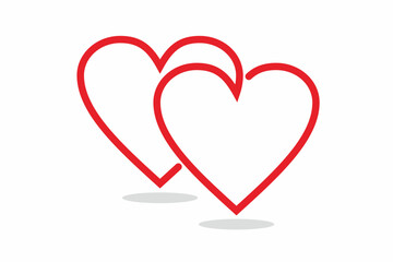 One line drawing of two hearts collide vector. Two linked heart. Love duet symbol. 
