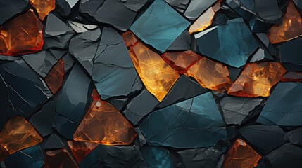 Shattered Fragments with Fiery Glow Abstract Artistic Chaos