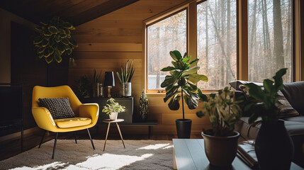 Warm and minimalist interior spaces with vibrant houseplants and natural light