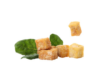 PNG,Fried tofu on skewers, isolated on white background