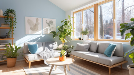 Warm and minimalist interior spaces with vibrant houseplants and natural light