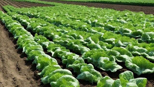 rows of lettuce in a field