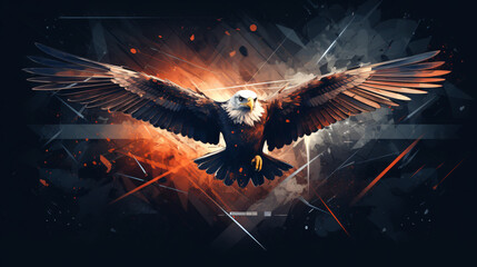 Eagle flying swoop from lines triangles
