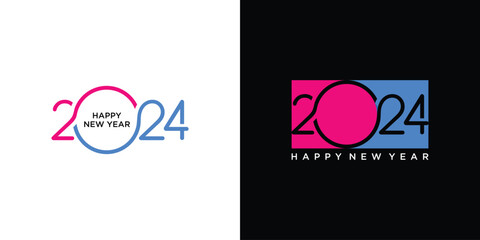 Happy New Year 2024 text design. for Brochure design template, card, banner. Vector illustration.