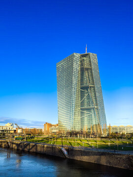 Frankfurt, Germany - December 27, 2022: European Central Bank finance building in Frankfurt, Germany.