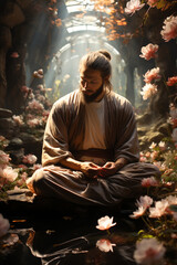 Göttliche Meditation: Christus in spiritueller Versenkung - obrazy, fototapety, plakaty