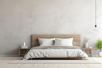 Fototapeta na wymiar Home mockup, simple bedroom interior background 3d rendering. generative ai.