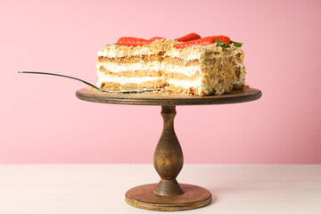 Tasty and delicious food concept - carrot cake